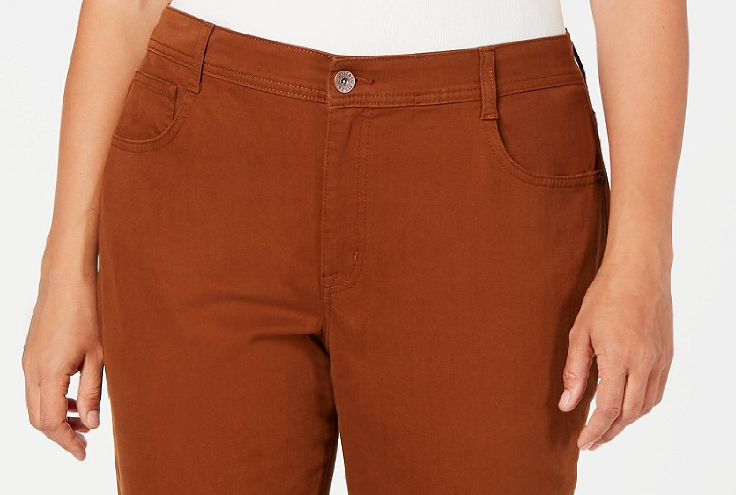 Jeans feminino plus size com controle de barriga e perna justa, estilo &amp; co, marrom, tamanho 16W