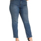 Jeans feminino plus size com controle de barriga e perna justa, estilo &amp; co, azul, tamanho 24