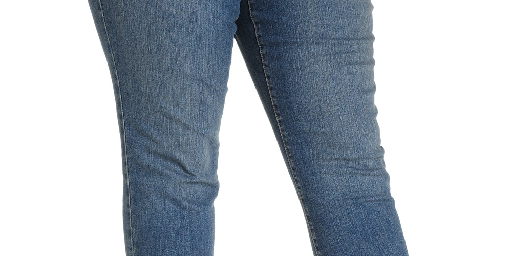 Jeans feminino plus size com controle de barriga e perna justa, estilo &amp; co, azul, tamanho 24