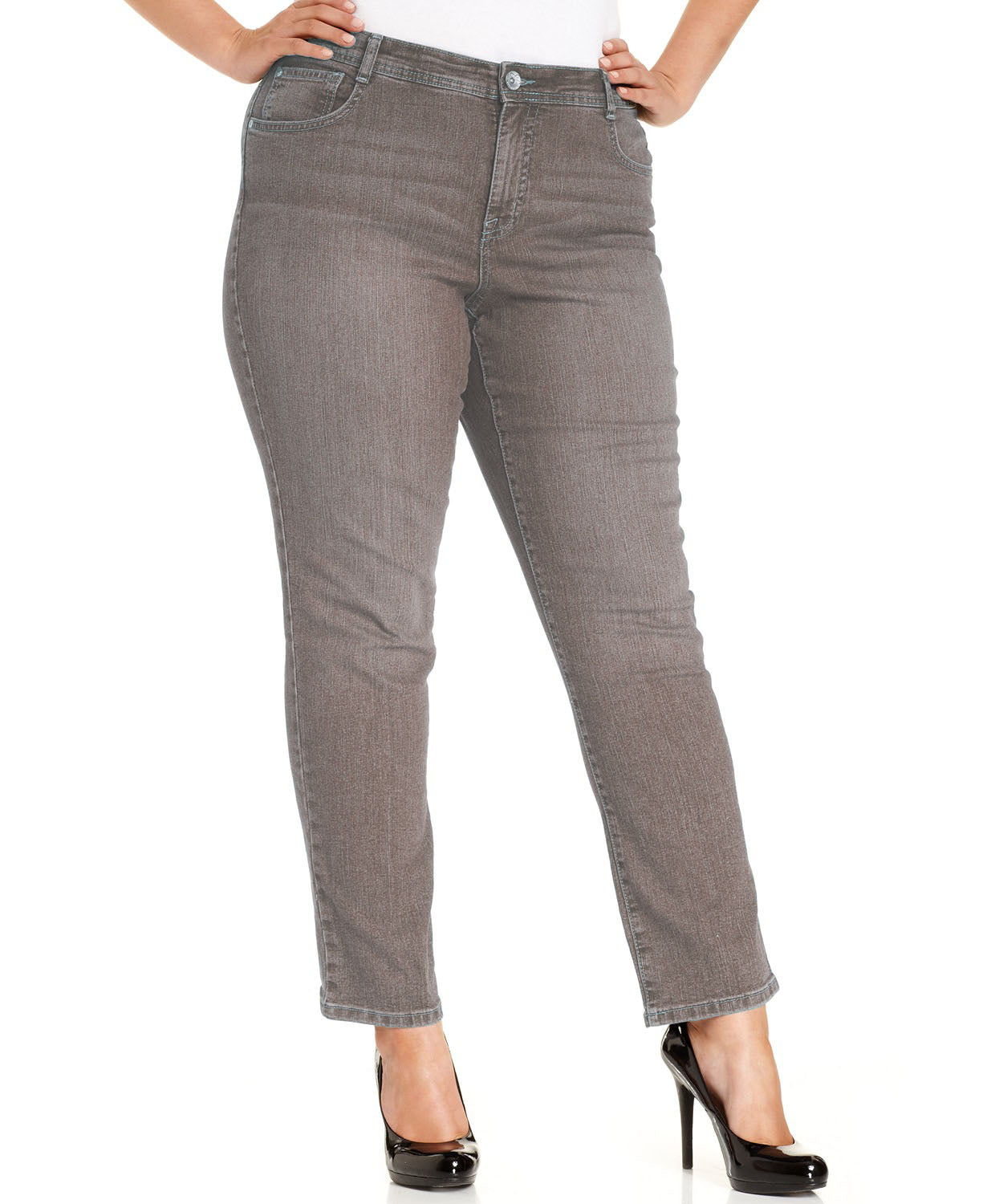 Jeans skinny plus size feminino Style &amp; Co marrom escuro tamanho 14