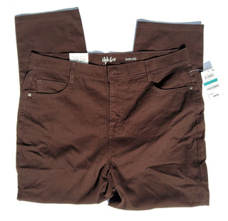 Jeans feminino plus size e pequeno estilo &amp; co plus size com controle de barriga e perna justa, marrom, tamanho pequeno