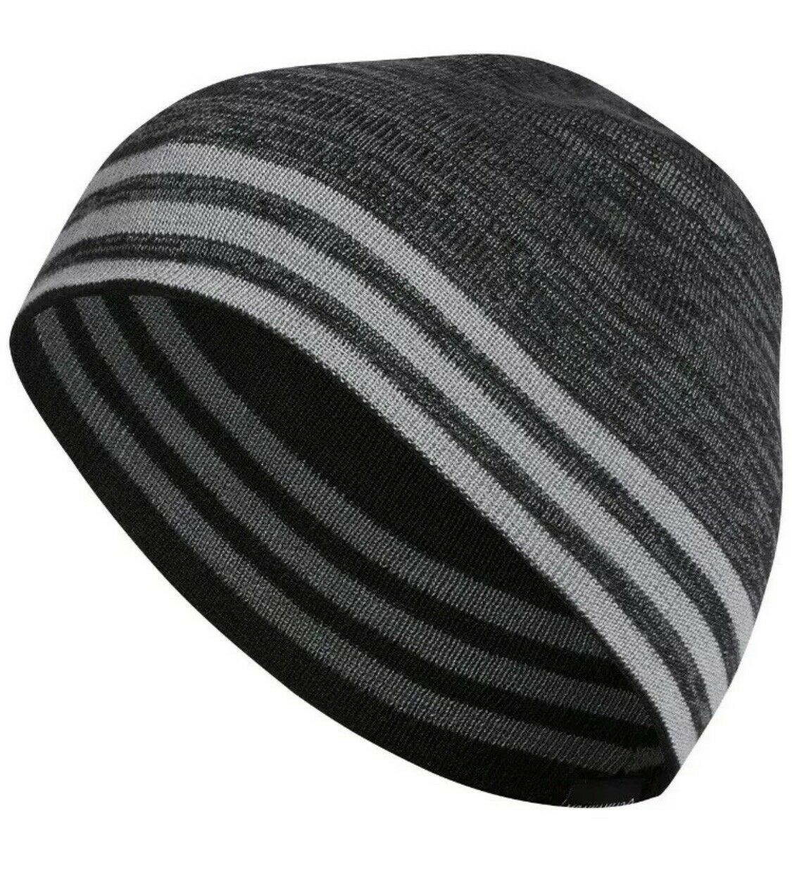 Gorro reversível listrado Eclipse masculino da Adidas, preto, tamanho regular