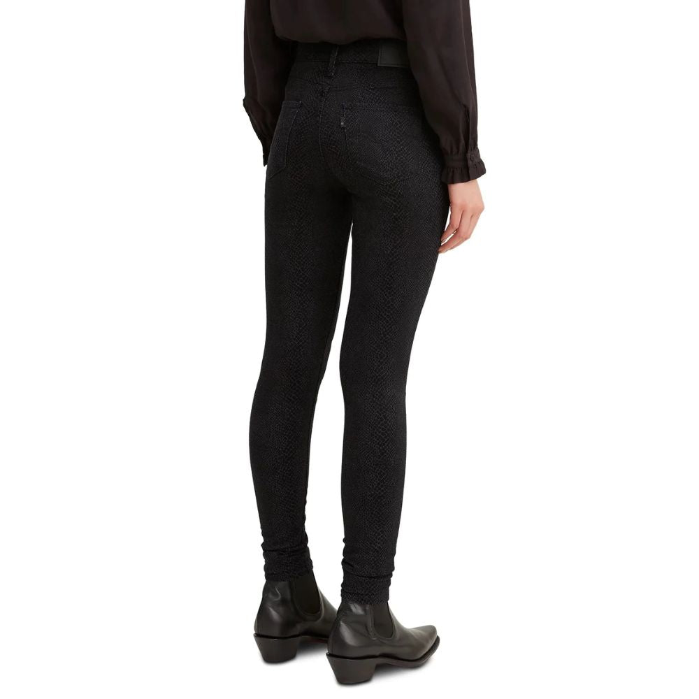Calça jeans Levi's 720 Python-Print super skinny de cintura alta feminina, preta, tamanho 32x30