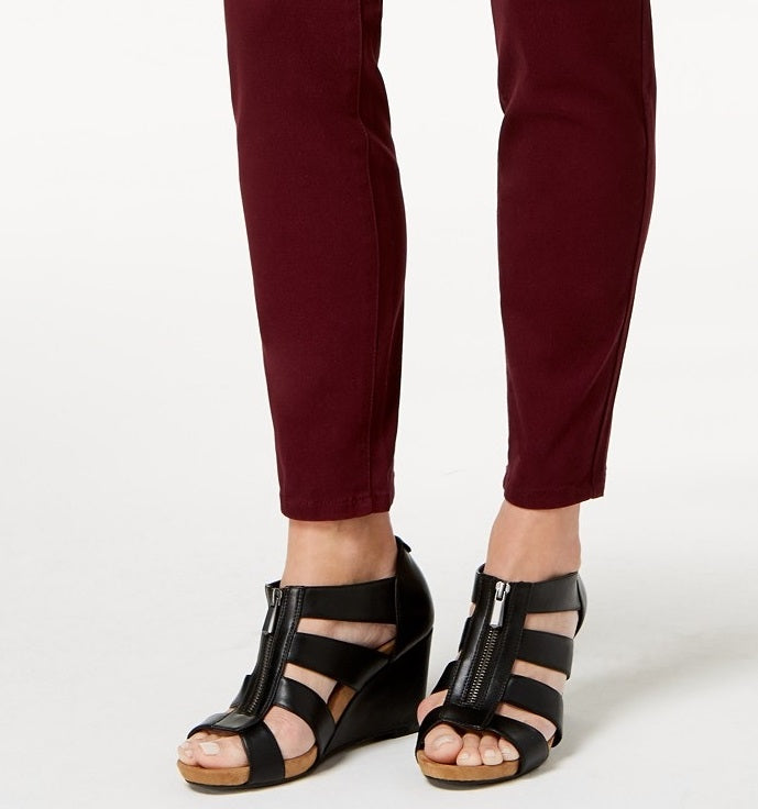 Jeans skinny feminino estilo curvilíneo, tamanho 10, vermelho, estilo &amp; co
