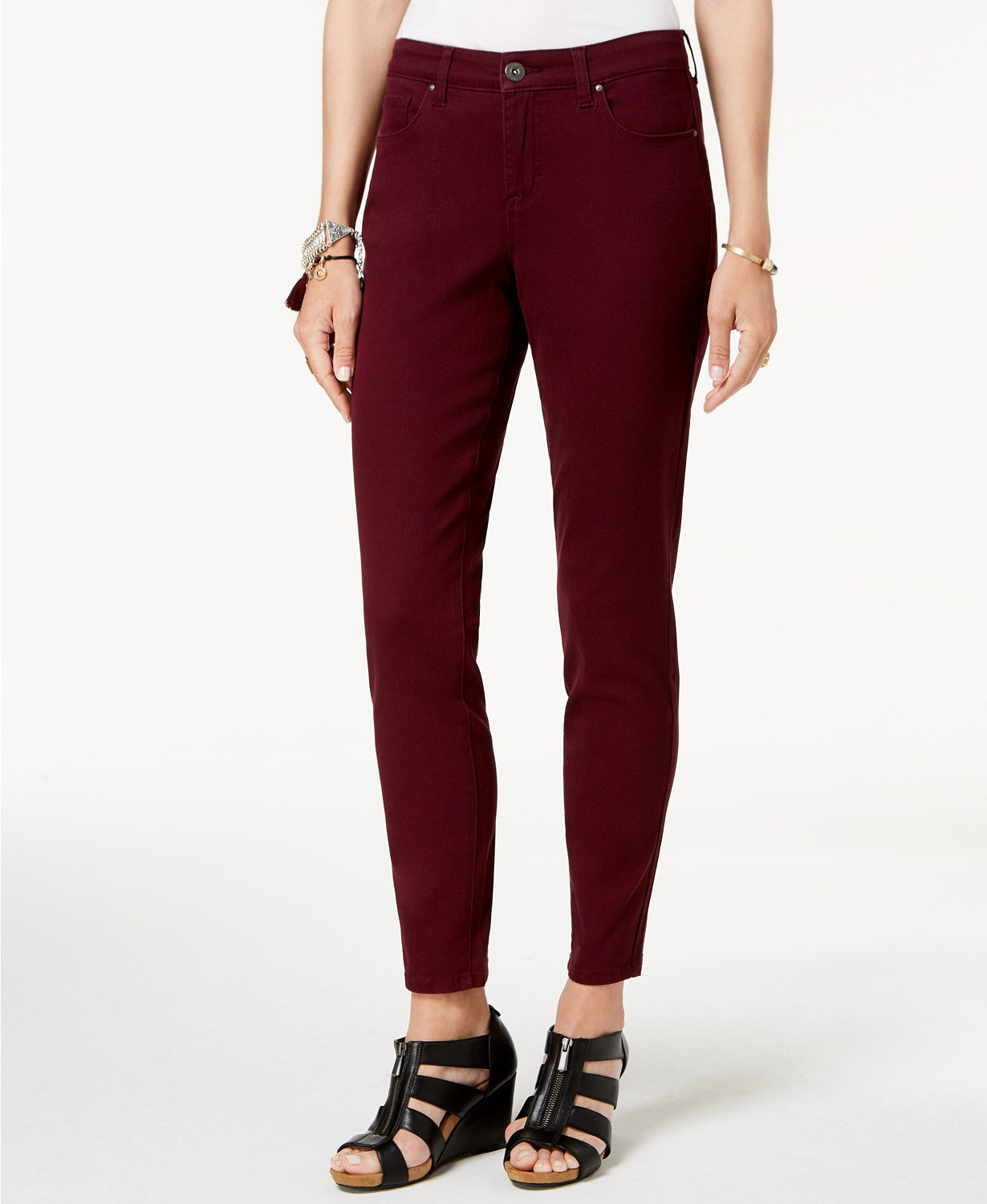 Jeans skinny feminino estilo curvilíneo estilo &amp; co, vinho, tamanho 4