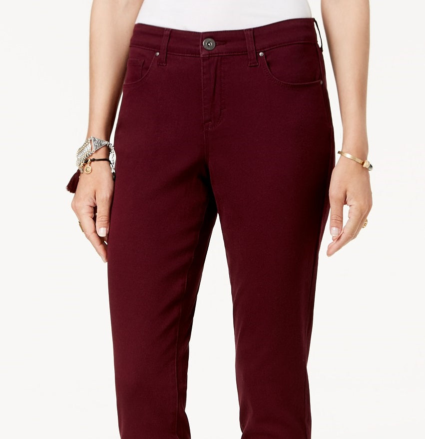 Jeans skinny feminino estilo curvilíneo estilo &amp; co, vinho, tamanho 4