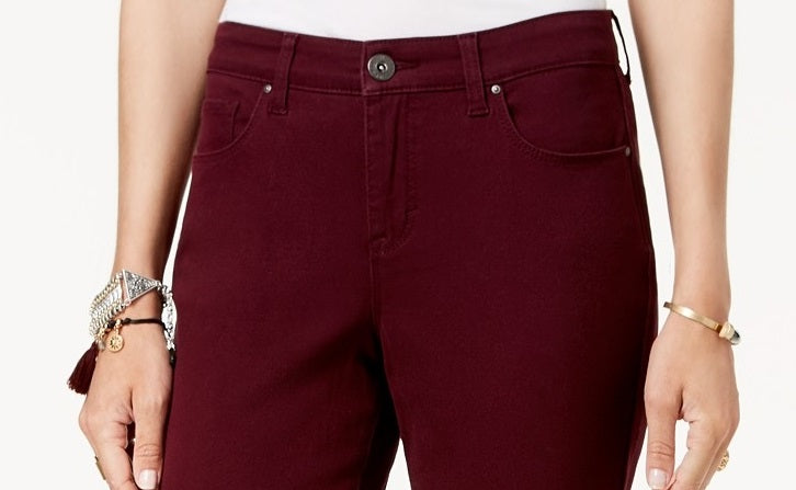 Jeans skinny feminino estilo curvilíneo estilo &amp; co, vinho, tamanho 6