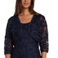 Vestido de festa feminino R &amp; M Richards com babados e bolero, azul-marinho, tamanho 10