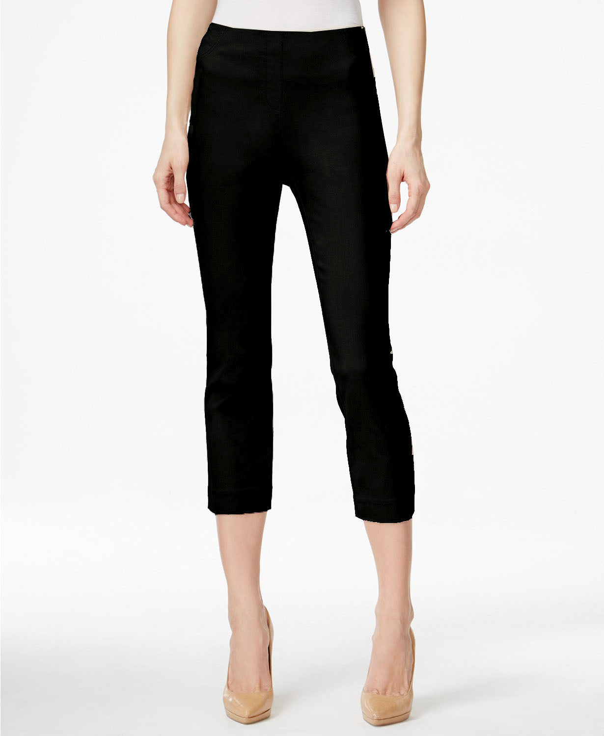 Calça Capri Feminina Petite Pull-On Estilo &amp; Co Preto Escuro Tamanho Petite Petite