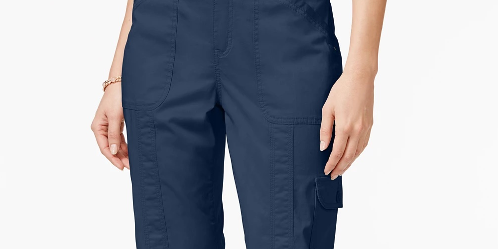 Calça Capri Cargo Feminina Style &amp; Co Azul Tamanho 4