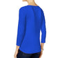 Charter Club Blusa feminina de algodão Pima com decote canoa e botões, azul, tamanho pequeno