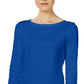 Charter Club Blusa feminina de algodão Pima com decote canoa e botões, azul, tamanho pequeno