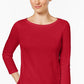 Charter Club Petite Pima Cotton Top com botões e ombros de fora, tamanho médio, vermelho, grande