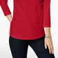 Charter Club Petite Pima Cotton Top com botões e ombros de fora, tamanho médio, vermelho, grande