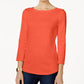 Charter Club Petite Pima Cotton Top com botões e ombros de fora, tamanho pequeno, extra grande, vermelho