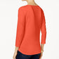 Charter Club Petite Pima Cotton Top com botões e ombros de fora, tamanho pequeno, extra grande, vermelho