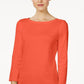 Charter Club Petite Pima Cotton Top com botões e ombros de fora, tamanho pequeno, extra grande, vermelho