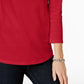 Charter Club Petite Pima Cotton Top com botões e ombros de fora, tamanho vermelho PET/SM