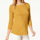 Charter Club Petite Pima Cotton Top com botões e ombros de fora, tamanho grande, dourado