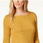 Charter Club Petite Pima Cotton Top com botões e ombros de fora, tamanho grande, dourado