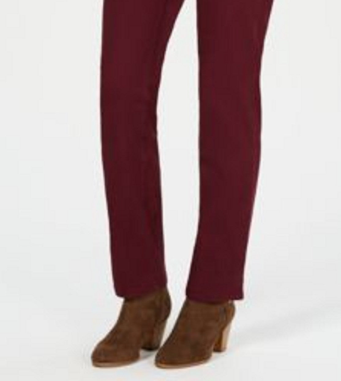 Jeans feminino estilo &amp; co com controle de barriga e perna reta, vermelho, tamanho 12