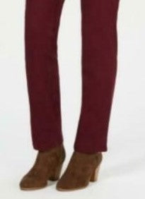 Jeans feminino estilo &amp; co com controle de barriga e perna reta, vermelho, tamanho 18