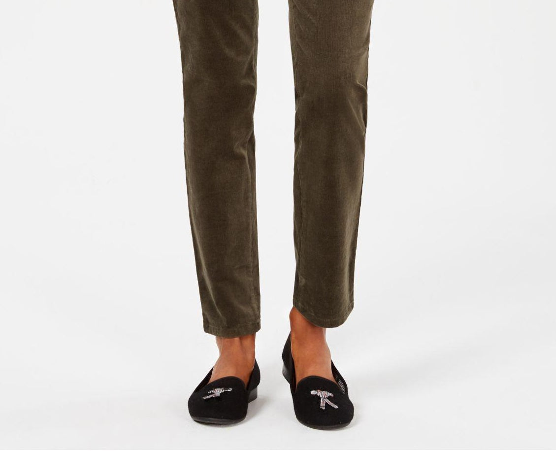 Calça jeans feminina estilo &amp; co com controle de barriga e perna reta, verde, tamanho 14 S