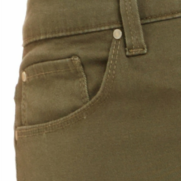 Calça jeans feminina estilo &amp; co com controle de barriga e perna reta, verde, tamanho 4