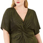 Vestido de noite feminino Love Squared com nó frontal metálico, preto/dourado, tamanho 2X