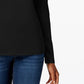 Camiseta feminina de manga comprida Charter Club Pima Cotton, preta, tamanho grande