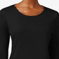 Camiseta feminina de manga comprida Charter Club Pima Cotton, preta, tamanho X-G