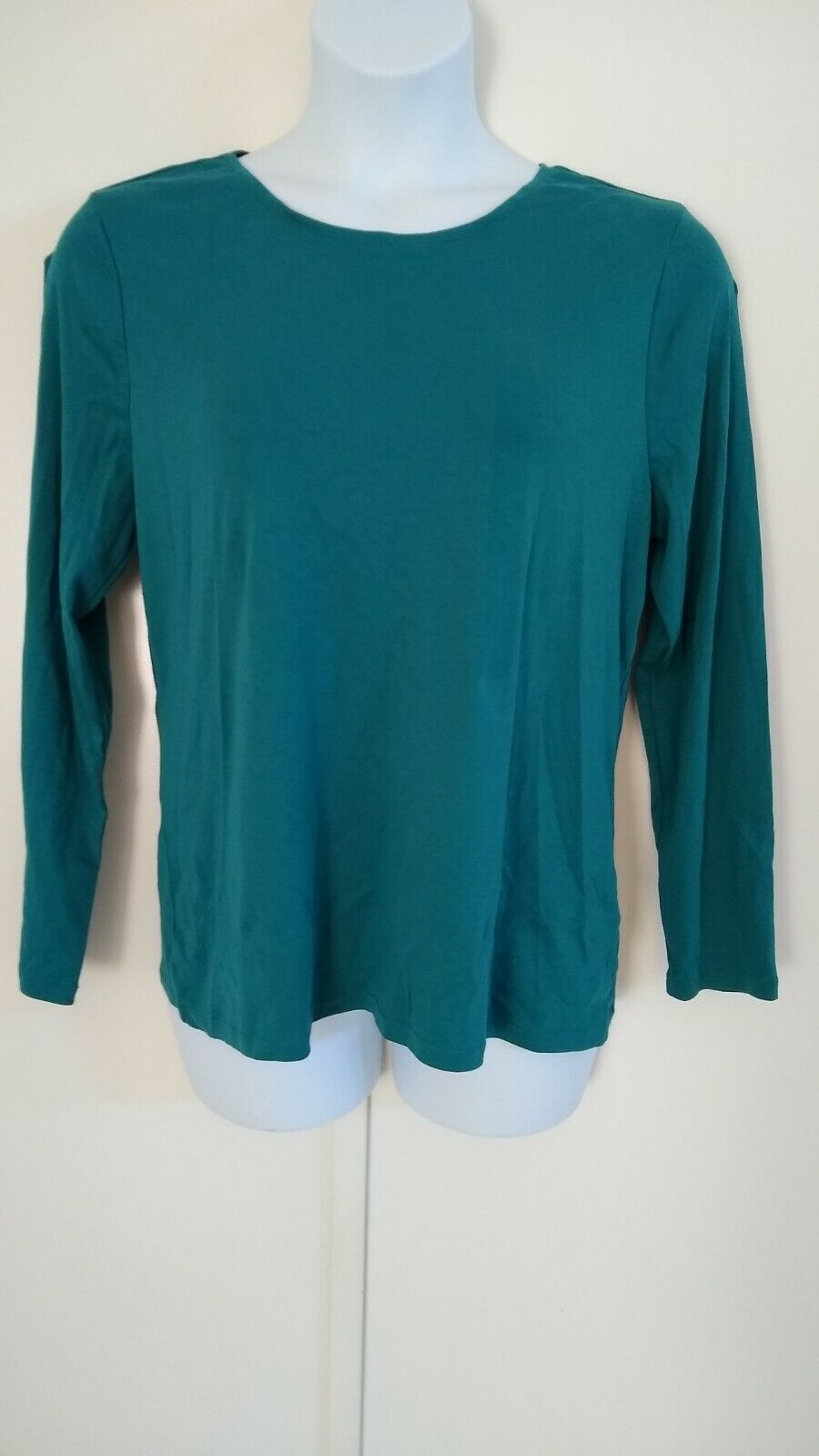 Camiseta feminina de manga comprida Charter Club Pima Cotton, verde, tamanho médio