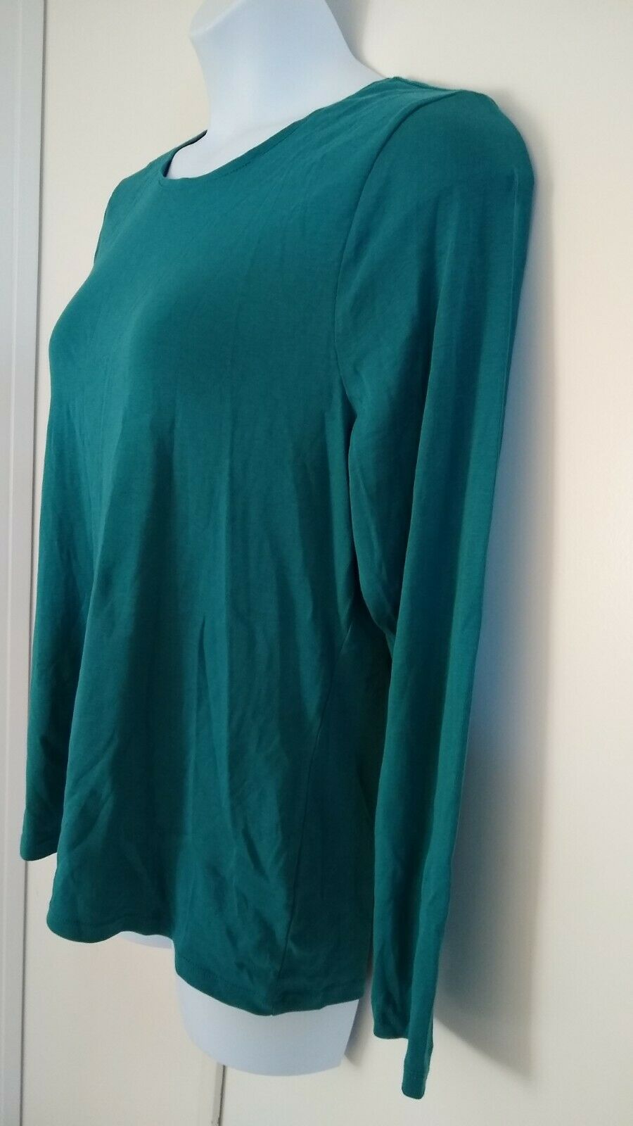 Camiseta feminina de manga comprida Charter Club Pima Cotton, verde, tamanho médio