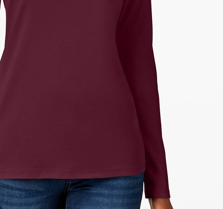 Camiseta feminina de manga comprida Charter Club Pima Cotton, vermelha, tamanho pequeno