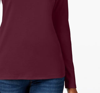 Camiseta feminina de manga comprida Charter Club Pima Cotton, vermelha, tamanho pequeno