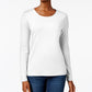 Camiseta feminina de manga comprida Charter Club Pima Cotton, branca, tamanho 2, extra grande