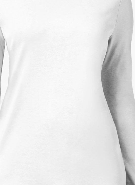 Camiseta feminina de manga comprida Charter Club Pima Cotton, branca, tamanho 2, extra grande