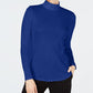 Camiseta feminina Charter Club de algodão com gola alta, azul, tamanho pequeno