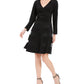 Vestido feminino Richards Petite Illusion-Stripe Fit &amp; Flare, preto, tamanho 4