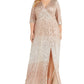 Vestido de festa feminino plus size com sobrepeliz e lantejoulas R &amp; M Richards marrom tamanho 18W