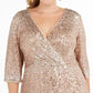 Vestido de festa feminino plus size com sobrepeliz e lantejoulas R &amp; M Richards marrom tamanho 18W