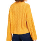 Suéter feminino Sun + Moon com gola alta e tricô trançado, tamanho P, amarelo médio