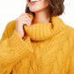 Suéter feminino Sun + Moon de malha trançada com gola alta, amarelo, tamanho extra grande