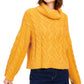 Suéter feminino Sun + Moon de malha trançada com gola alta, amarelo, tamanho extra grande