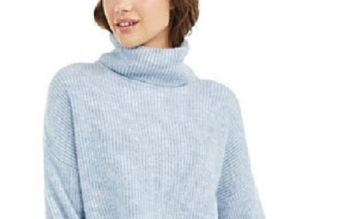 Suéter feminino Sun + Moon Boxy de gola alta azul Drmy tamanho extra grande