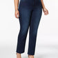 Calça jeans feminina plus size e petite plus size Lexington Tummy-Control com perna reta, azul, tamanho 26W