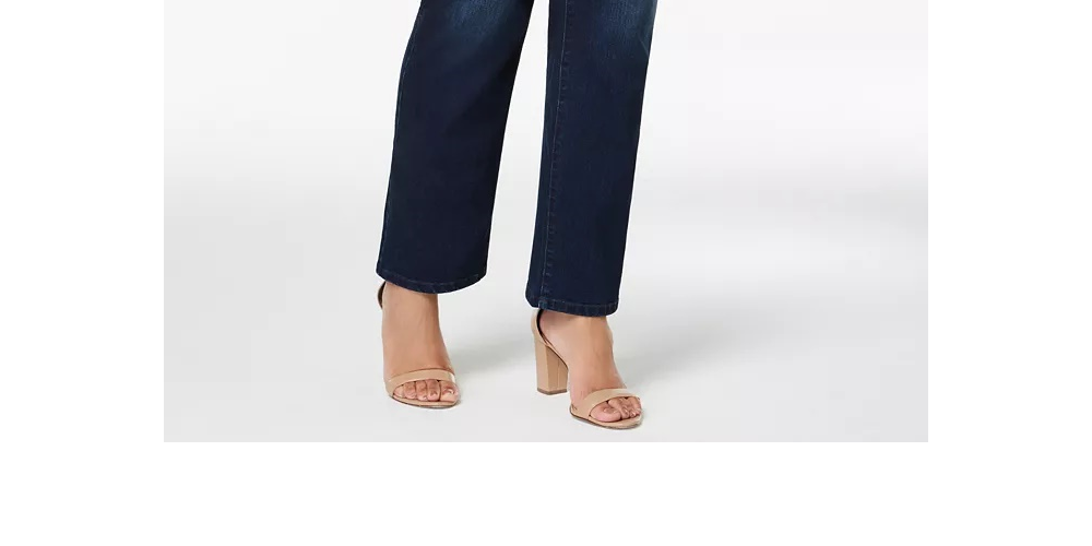 Calça jeans feminina plus size e petite plus size Lexington Tummy-Control com perna reta, azul, tamanho 26W