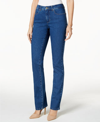Calça jeans curta feminina Charter Club Petite Lexington de perna reta, azul, tamanho 10 Petite