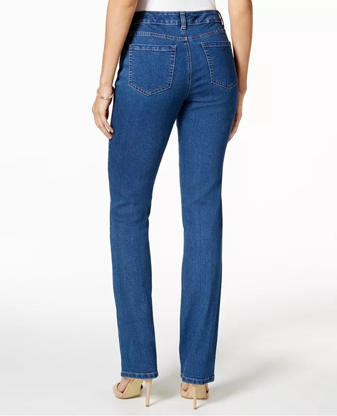 Calça jeans curta feminina Charter Club Petite Lexington de perna reta, azul, tamanho 10 Petite