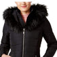 Casaco acolchoado com capuz e acabamento falso Maralyn &amp; Me Juniors feminino, preto, tamanho pequeno